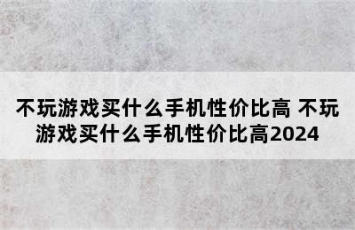 不玩游戏买什么手机性价比高 不玩游戏买什么手机性价比高2024